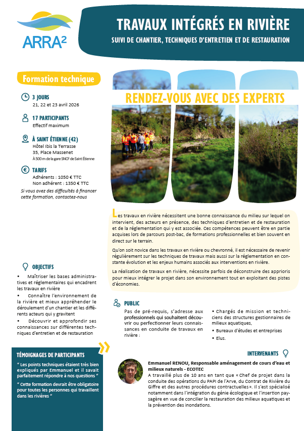 Programme formation Travaux en rivière Avril