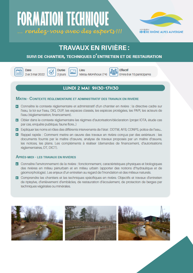 Programme Formation Travaux en rivière