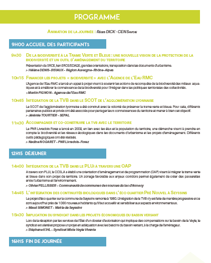 Programme de la journée "Biodiversité"