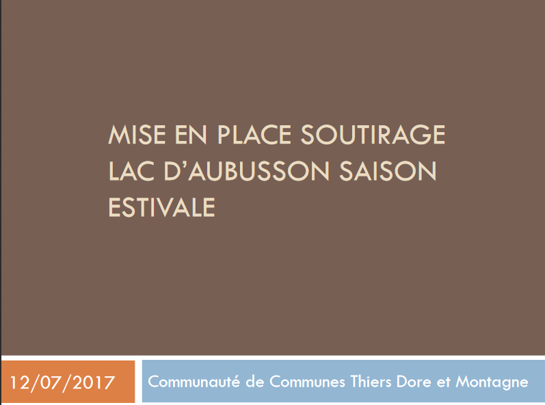 Mise en place soutirage Aubusson - CC Thiers Dore er Montagne